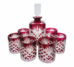 Rubinowy zestaw do Whisky karafka i szklanki  Ananas