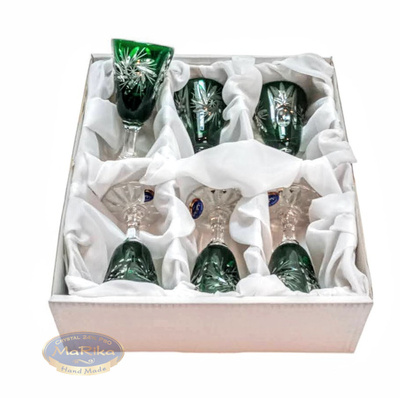 Emerald crystal 40ml vodka glasses Olive Mill