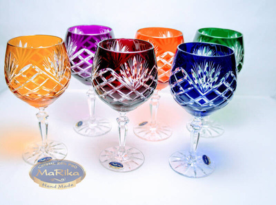 Coloured crystal wine glasses 280ml Pineapple