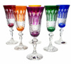 Coloured crystal champagne glasses 150 ml French