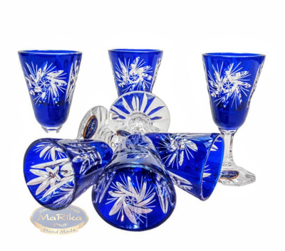 Cobalt crystal vodka glasses 40 ml Olive Mill