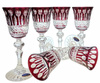 Ruby crystal liqueur glasses 60 ml French