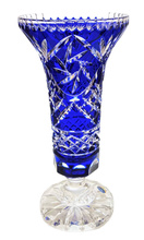 MaRika crystal Wazon kryształowy Kobaltowy 40 cm - elegancka dekoracja wnętrz z klasycznym wzorem Młynka, idealny na bukiety i stylowe aranżacje.