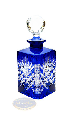 Kobaltowa kryształowa karafka do whisky Ananas 700 ml