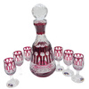Set of Ruby Glasses with French Decanter 6+1