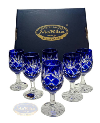 Kobaltowe kryształowe kieliszki do wódki 25ml Ananas