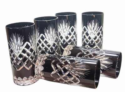 Black crystal glasses for water and drinks 320 ml Pineapple