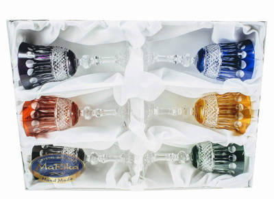 Coloured crystal wine glasses 170ml French 6 pieces