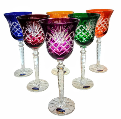 Coloured crystal wine glasses 280 ml Pineapple