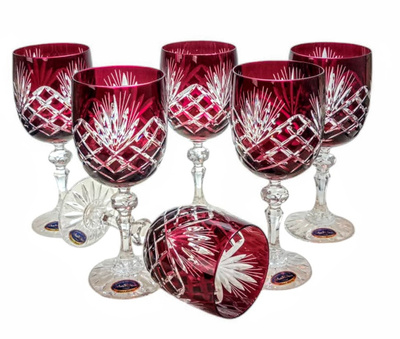 Rubinowe kryształowe kieliszki do wina 240 ml Ananas