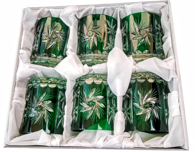 Emerald crystal whisky glasses 280ml Olive Mill