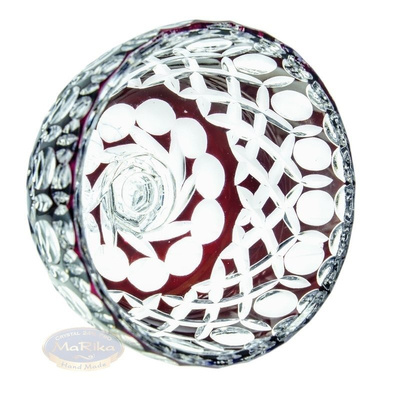 Rubinowa kryształowa paterka 12 cm Krata Oliwka