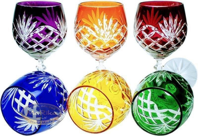 Kolorowe kryształowe kieliszki do wina 280ml Ananas