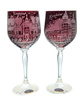 Grawerowane rubinowe kieliszki do wina Kraków 2szt