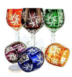 Kolorowe kryształowe kieliszki do wina 280ml Młynek Oliwka