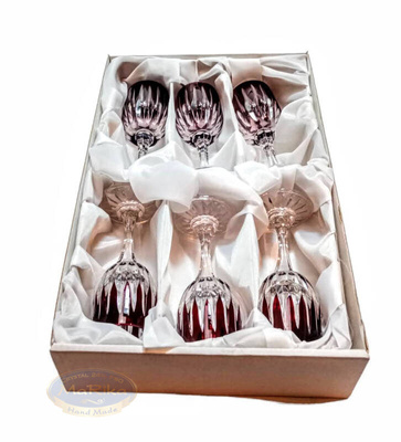 Rubinowe kryształowe kieliszki do likieru Linia 45 ml 6 sztuk