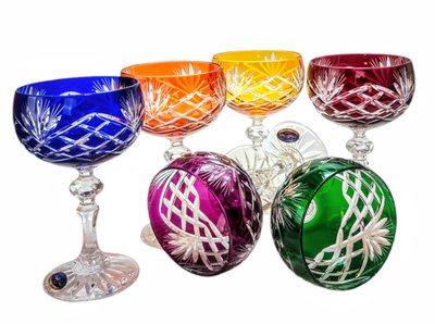 Coloured crystal champagne glasses 150ml Pineapple