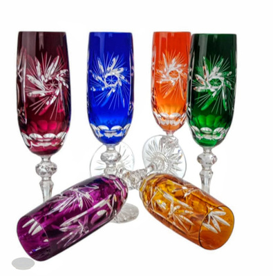 Coloured crystal champagne glasses 170ml Olive Mill