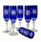 Cobalt crystal champagne glasses 170ml Olive Mill