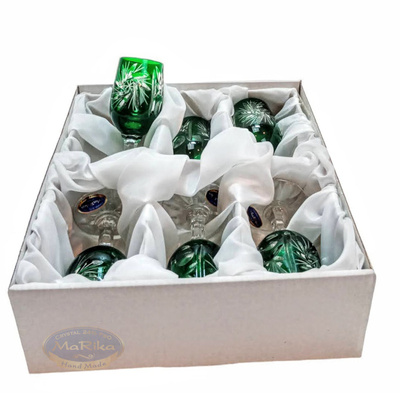 Szmaragdowe kryształowe kieliszki do wódki 25ml