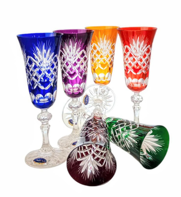 Kolorowe kryształowe kieliszki do szampana 150ml Ananas