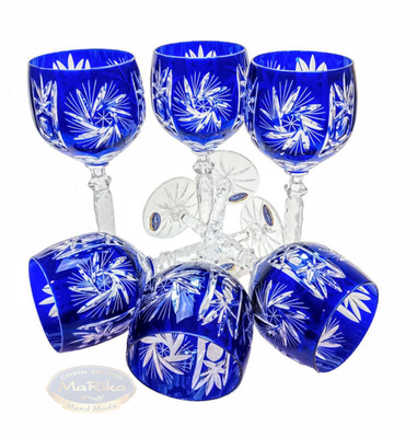 Cobalt crystal wine glasses 280ml Olive Mill