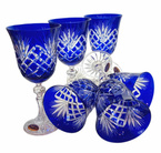 Kobaltowe kryształowe kieliszki do wina 220 ml Ananas