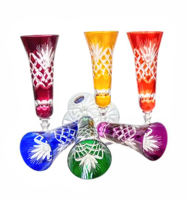 Coloured crystal champagne glasses 170 ml Pineapple