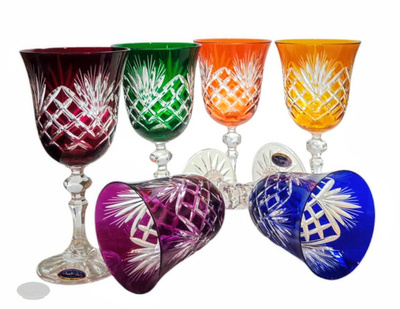 Kolorowe kryształowe kieliszki do wina 220 ml Ananas