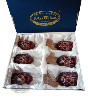 Rubinowe kryształowe kieliszki do wódki 25 ml Ananas