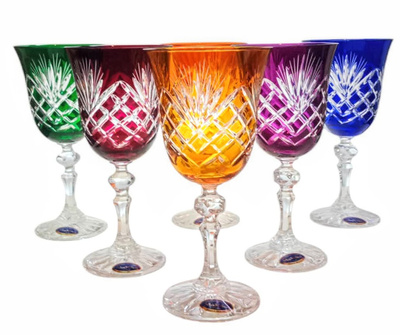 Coloured crystal wine glasses 220 ml Pineapple