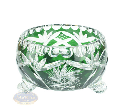 Szmaragdowa kryształowa owocarka 16 cm Młynek Oliwka