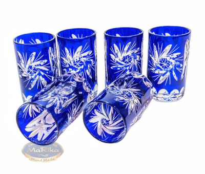 Cobalt crystal vodka glasses 30ml Olive Mill