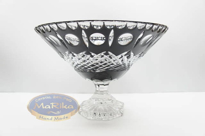 Black crystal legged bowl 35 cm Crate Olive