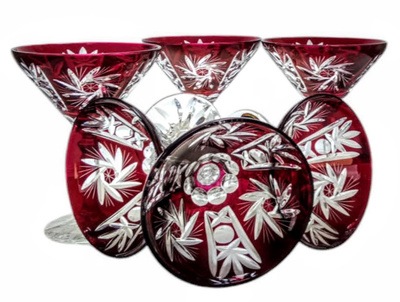 Ruby crystal martini glasses 110ml Olive Mill