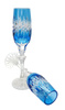 Cobalt crystal champagne glasses, 2 pcs