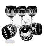 Black crystal wine glasses 280 ml  French