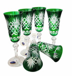 Szmaragdowe  kryształowe kieliszki do szampana 150 ml Ananas