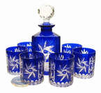 Cobalt Whisky decanter and glasses set Olive Mill