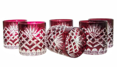 Rubinowe kryształowe szklanki do whisky 280ml Ananas