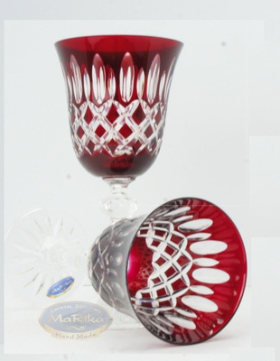 Rubinowe kryształowe kieliszki do wina 220ml Krata Oliwka