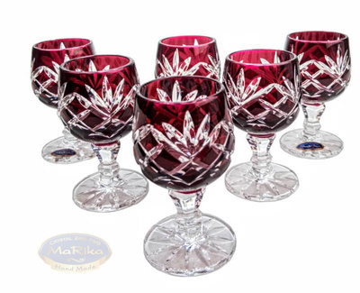 Rubinowe kryształowe kieliszki do wódki 40 ml Ananas