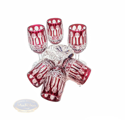 Ruby crystal vodka glasses 25 ml French