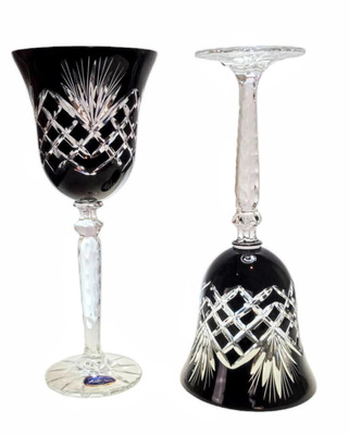 Black crystal wine glasses 280 ml Pineapple