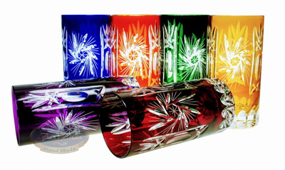 Colour crystal glasses for water and drinks 320ml Olive grinder