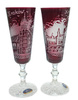 Grawerowane rubinowe kieliszki do szampana  Kraków 2szt