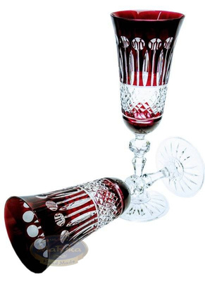 Ruby crystal champagne glasses 150 ml French