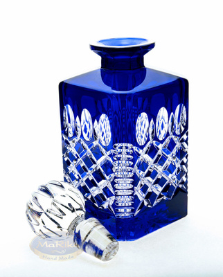 Cobalt crystal Whiskey carafe Lattice Olive