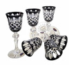 Black crystal liqueur glasses 60ml Crate Olive