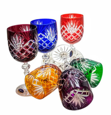 Kolorowe kryształowe kieliszki do wina 240ml Ananas